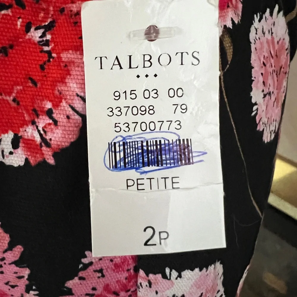 Talbots Black and Pink Floral Pencil Skirt Size: 2 Petite‎ NEW